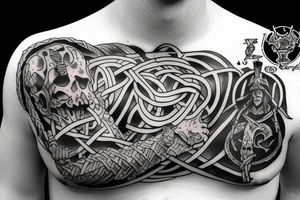 Viking fight death comic fantasy tattoo idea