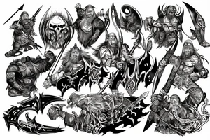 Viking fight death comic fantasy warrior tattoo idea