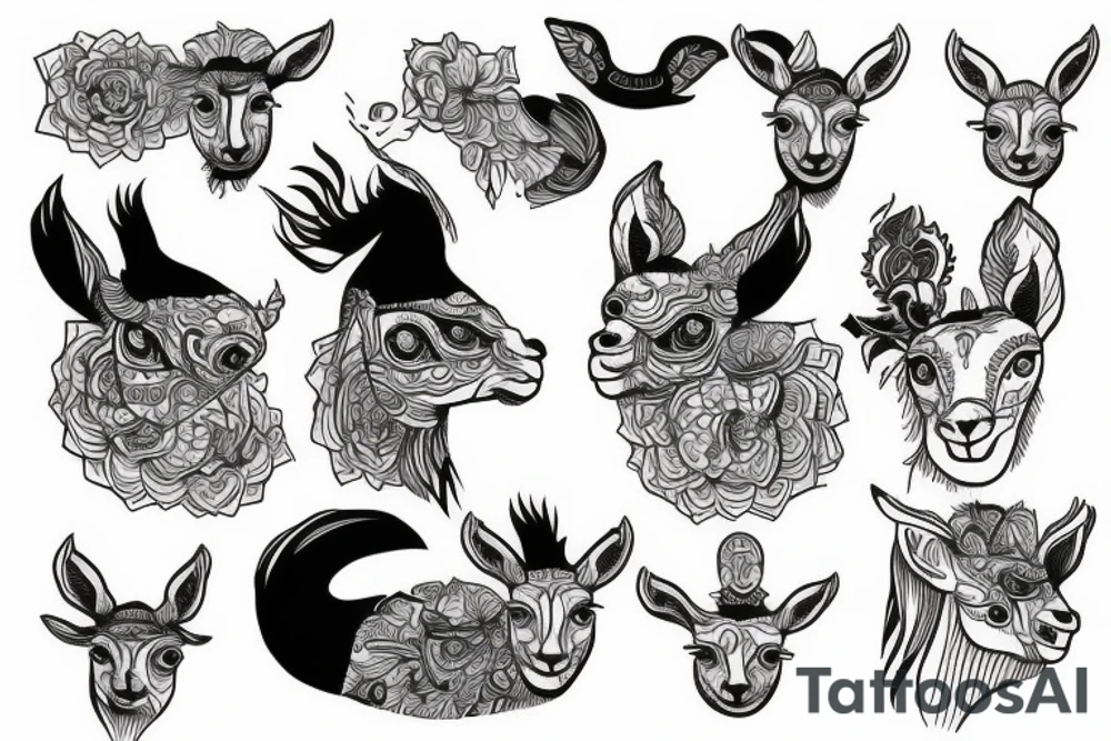 Brother and sister skying with lama tattoo idea