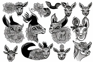 Brother and sister skying with lama tattoo idea