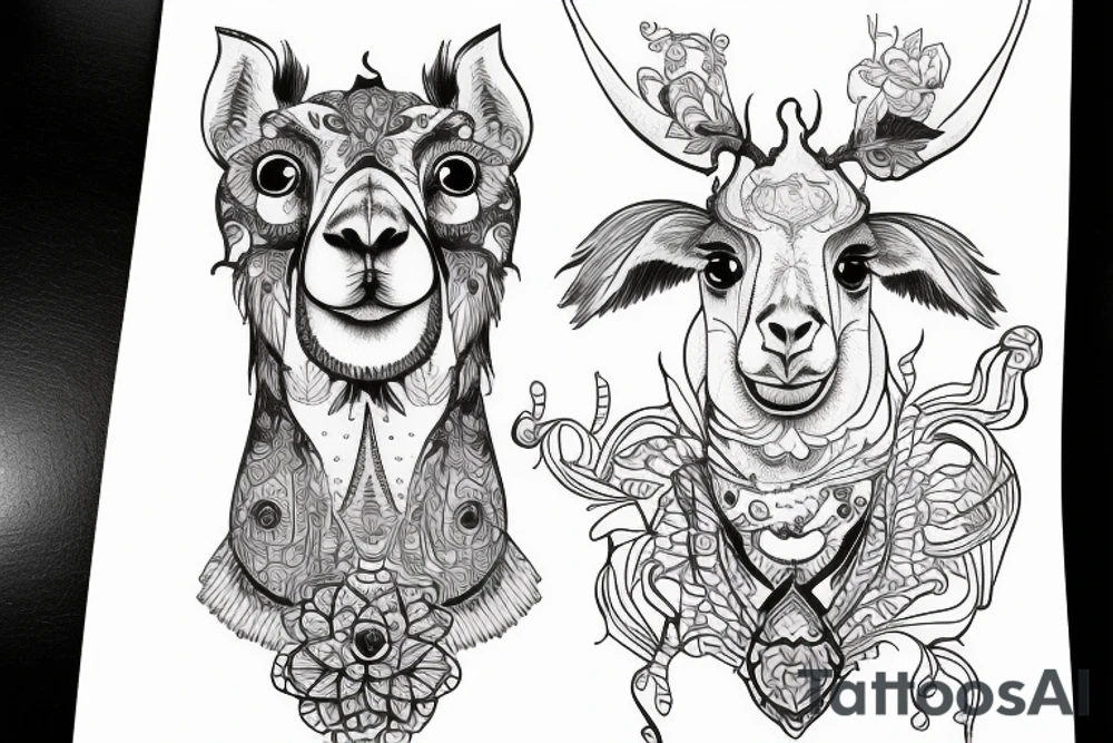 Brother and sister skying with lama tattoo idea