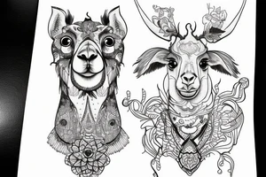 Brother and sister skying with lama tattoo idea