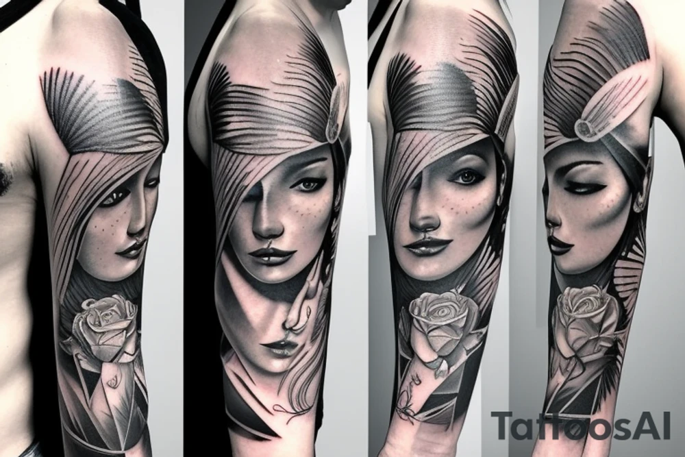 3/4 sleeve, 5 empty portraits, Latino art tattoo idea