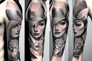 3/4 sleeve, 5 empty portraits, Latino art tattoo idea