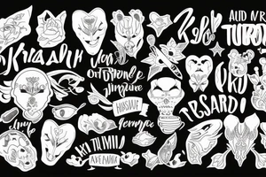 Each word in a diffent line. Only text: Yhdeksän Hyvää ja Kymmenen Kirosanaa tattoo idea