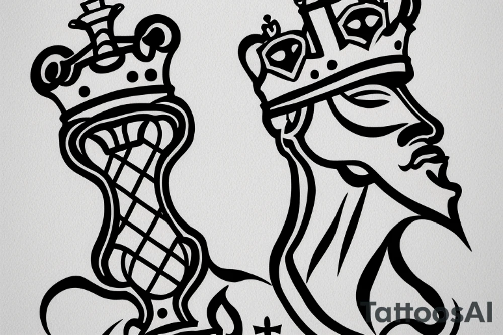 'Kings To You' text chess piece tattoo idea