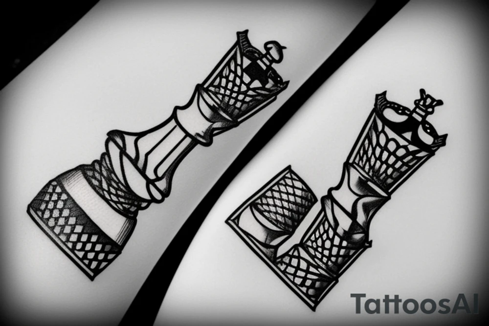 'Kings To You' text chess piece tattoo idea