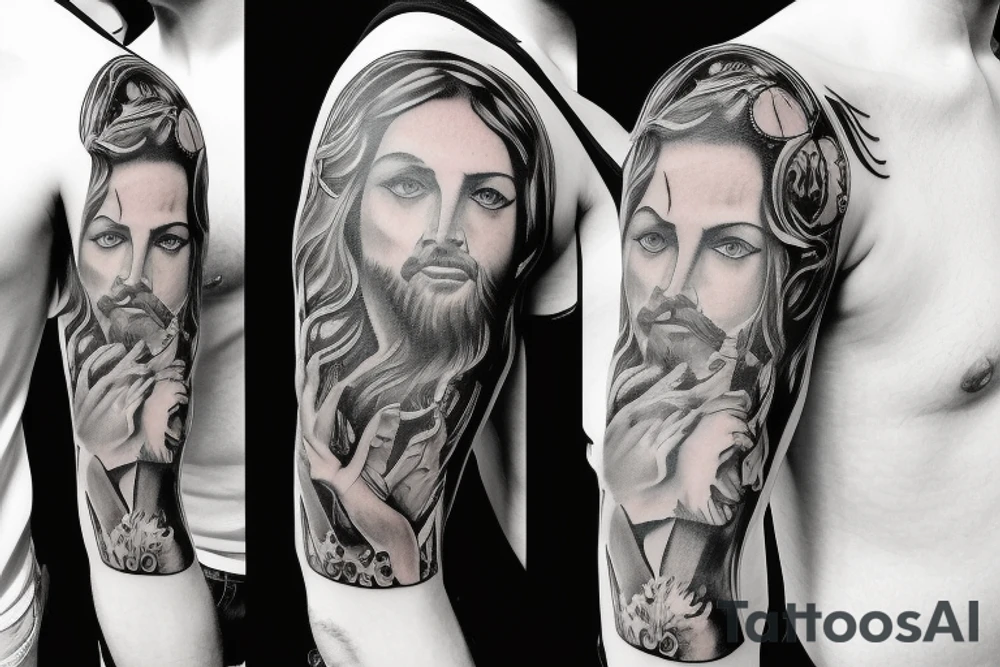 jesus sleeve tattoo idea