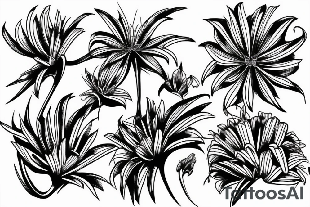 Spider Lily coming out of skull tattoo idea