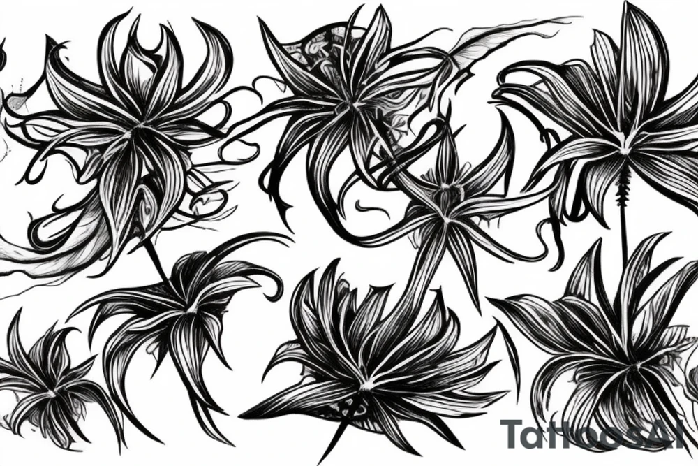 Spider Lily coming out of skull eye tattoo idea