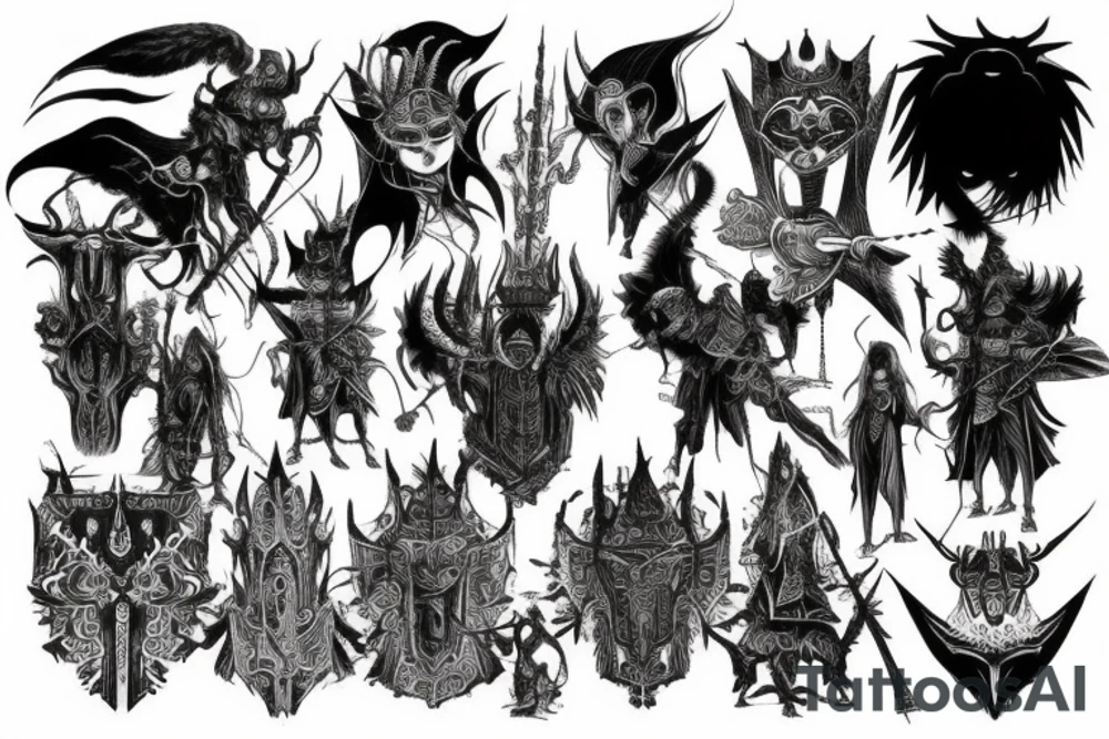 dark fantasy architecture tattoo idea
