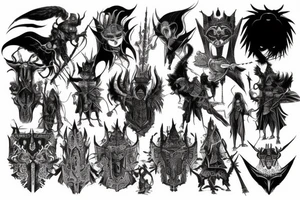 dark fantasy architecture tattoo idea