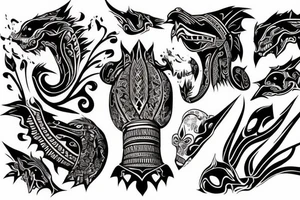 dark fantasy architecture tattoo idea