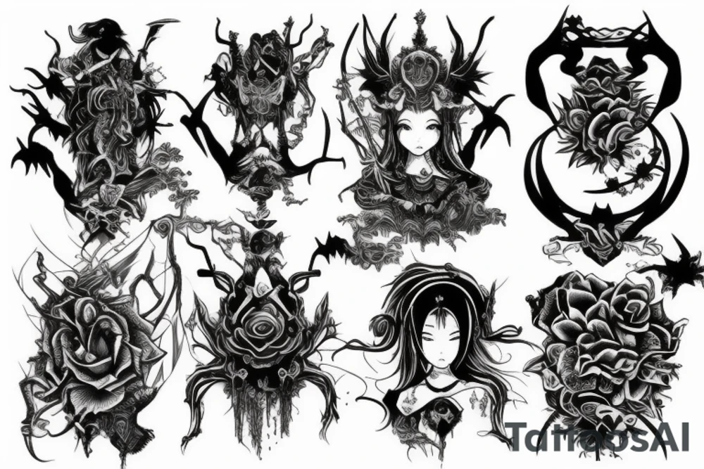 dark fantasy architecture tattoo idea