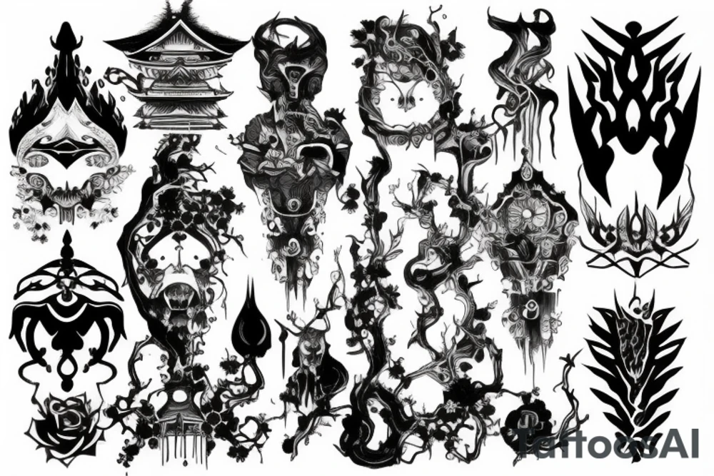 dark fantasy architecture tattoo idea