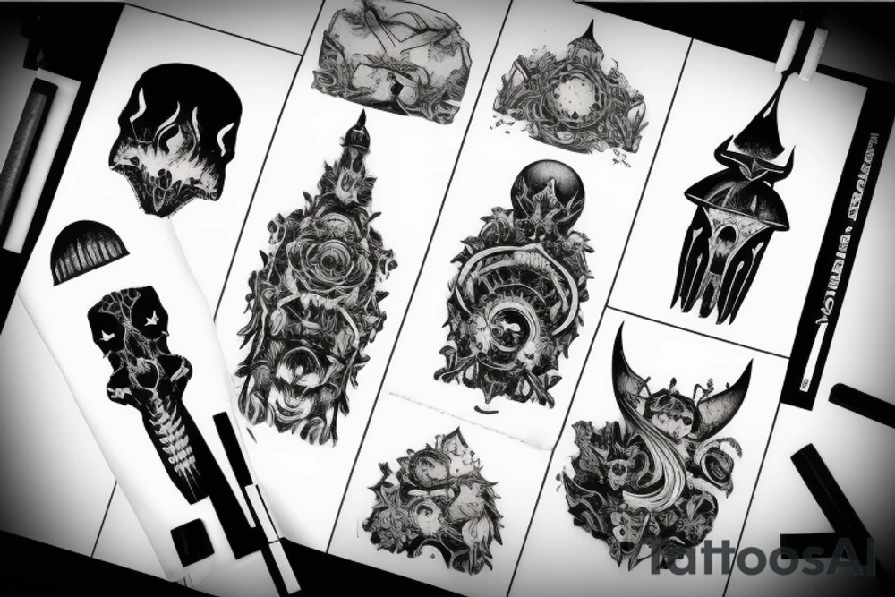 dark fantasy architecture tattoo idea