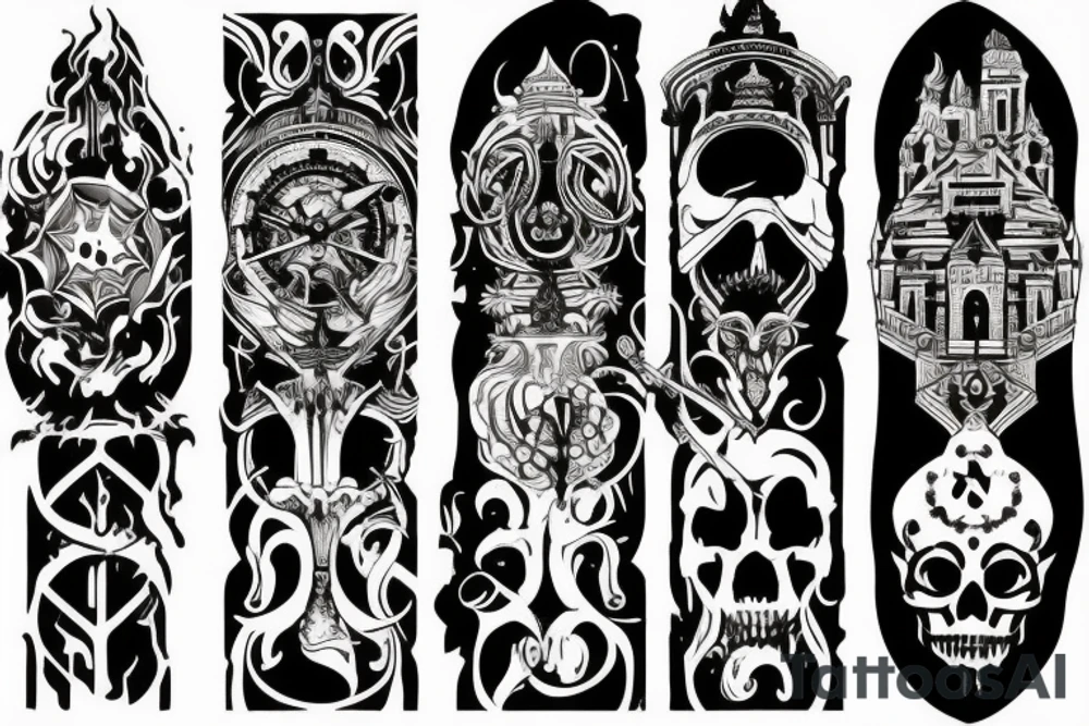 dark fantasy architecture tattoo idea