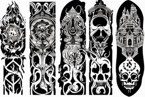 dark fantasy architecture tattoo idea