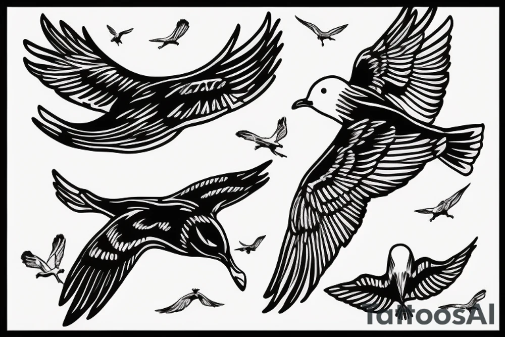 Seagull flying tattoo idea