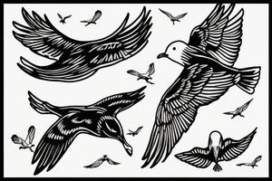 Seagull flying tattoo idea