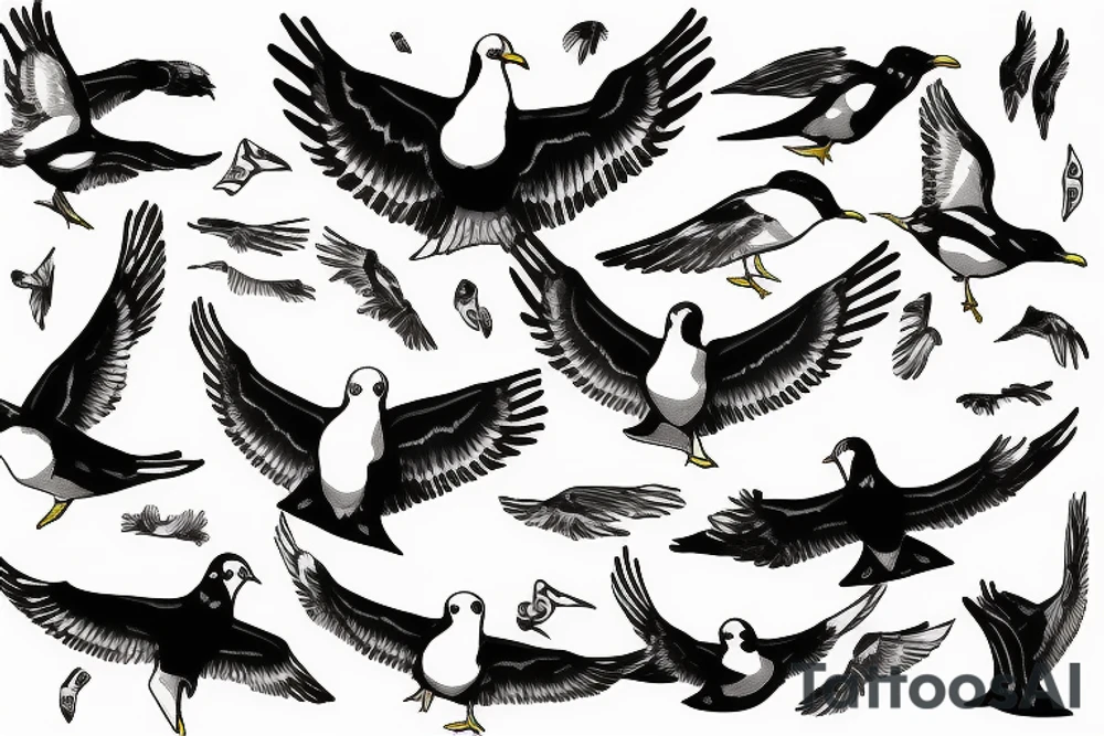 Seagull flying tattoo idea
