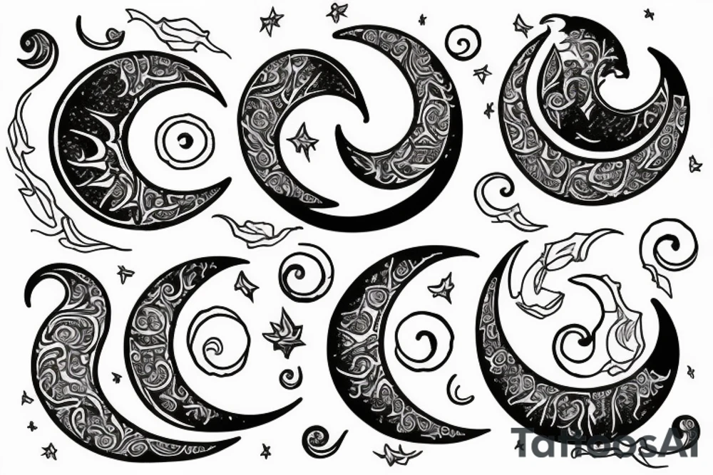 lilly crescent moon tattoo idea