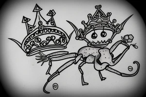 Ant carrying a diamond with a crown on it tattoo idea