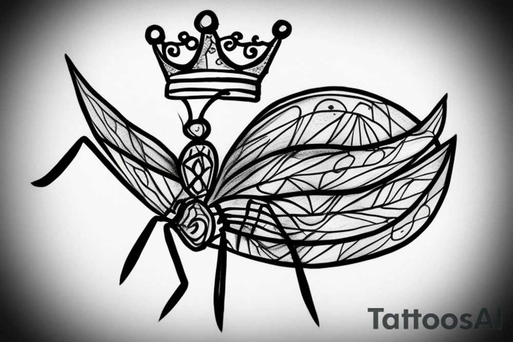 Ant carrying a diamond with a crown on it tattoo idea