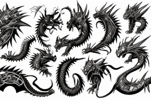 robotic dragon cat tattoo idea