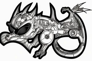 robotic dragon cat tattoo idea