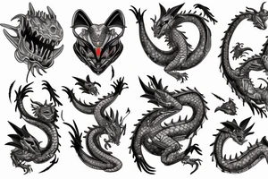 robotic dragon cat tattoo idea
