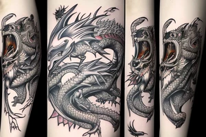robotic dragon cat tattoo idea