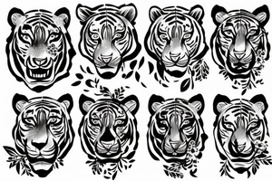 Tiger with flowers tattoo idea