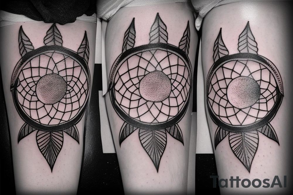 crescent moon dreamcatcher tattoo idea