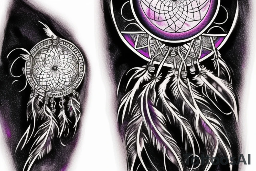 crescent moon dreamcatcher tattoo idea