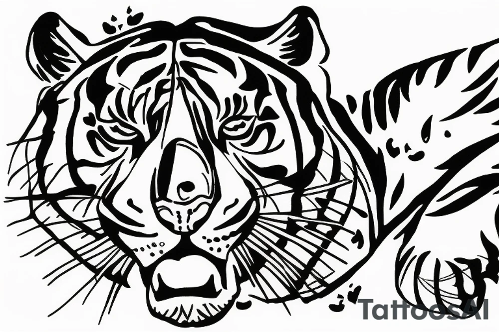 Tiger surrounded by flowers tattoo idea