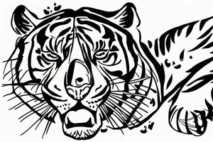 Tiger surrounded by flowers tattoo idea