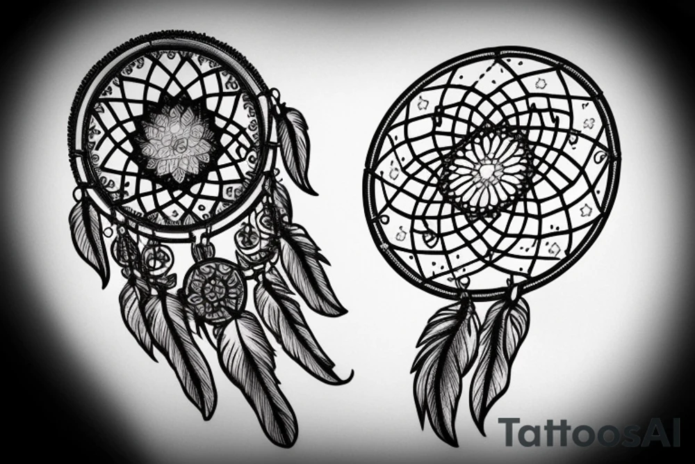 crescent moon dreamcatcher tattoo idea
