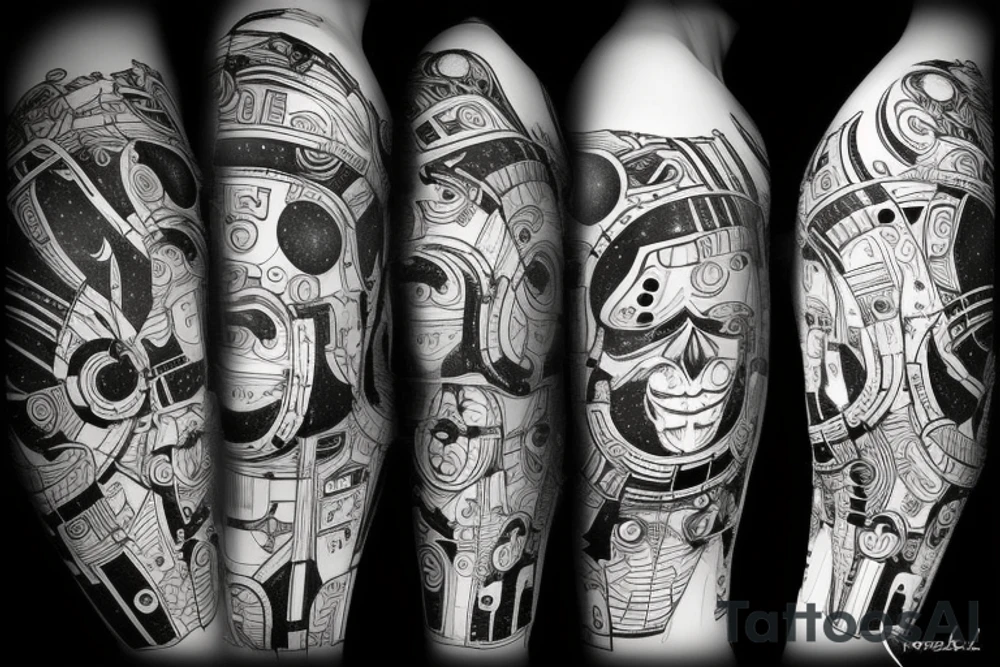 Futuristic space Viking tattoo idea
