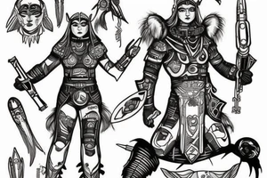 Futuristic space Viking about to go to war tattoo idea