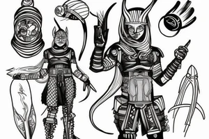 Futuristic space Viking about to go to war tattoo idea