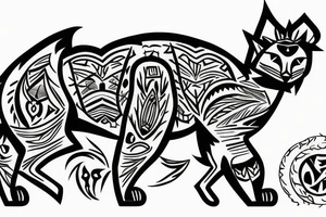 walking lynx with forest and mountains on the back tattoo idea