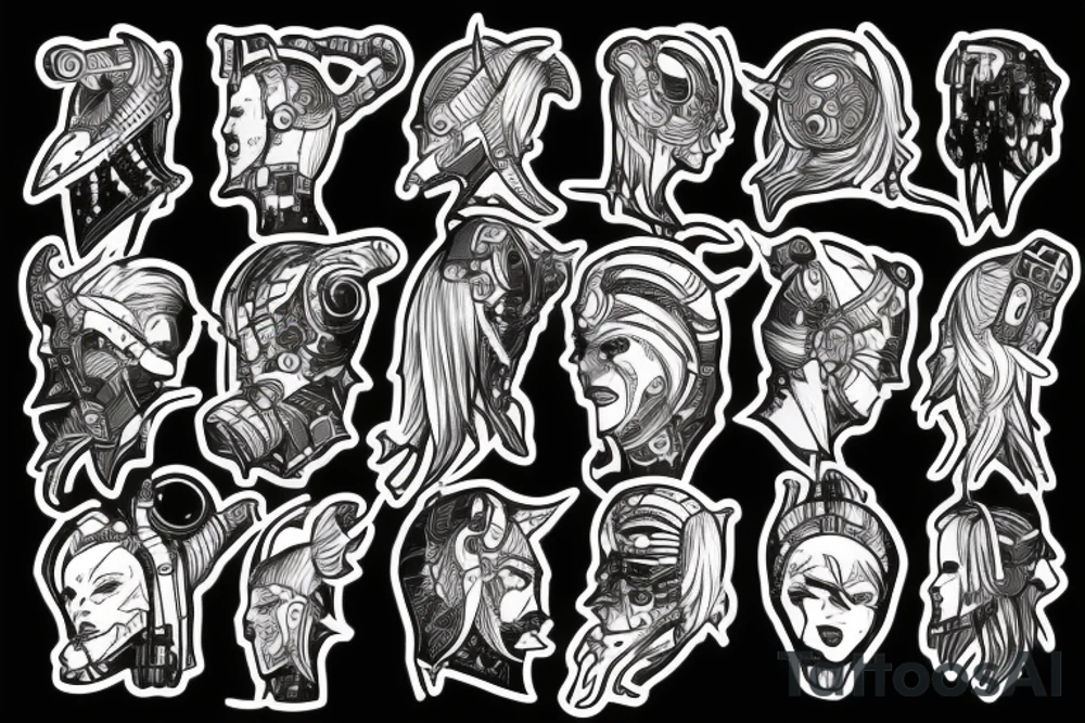 Cyberpunk space viking tattoo idea