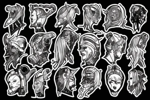 Cyberpunk space viking tattoo idea