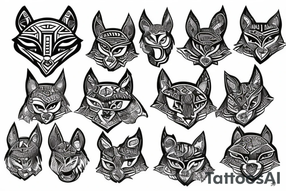 tribal bobcat tattoo idea