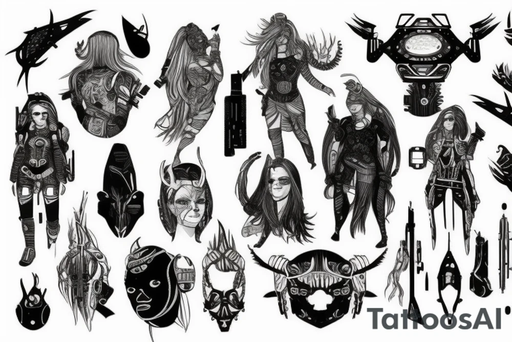 Cyberpunk space viking tattoo idea