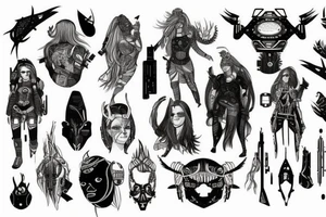 Cyberpunk space viking tattoo idea
