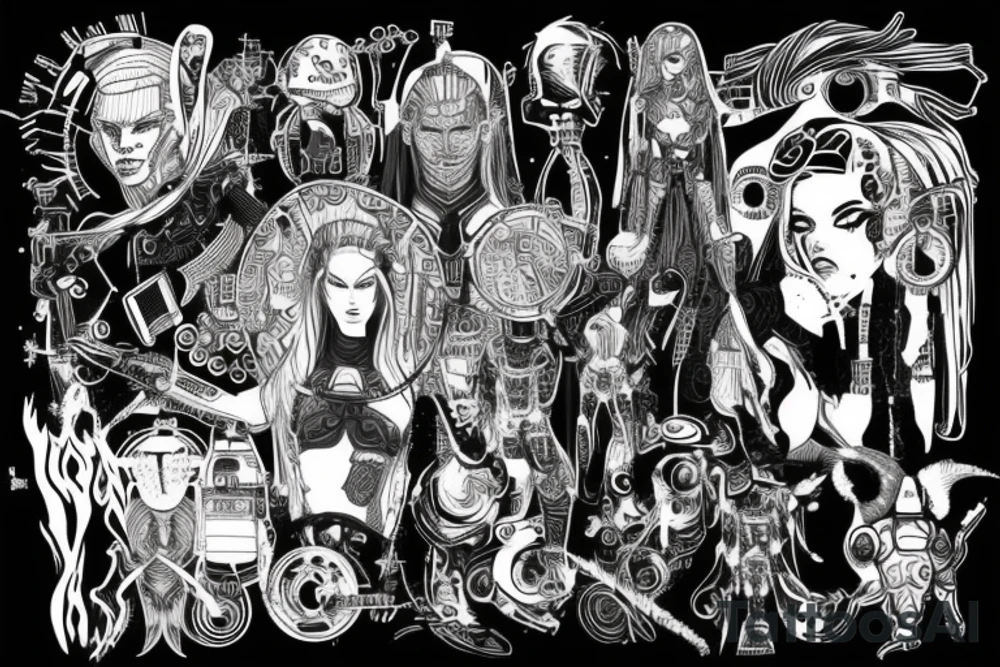 Cyberpunk space viking tattoo idea