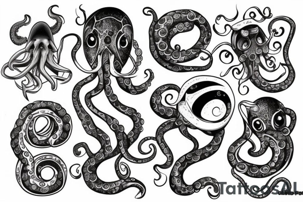 astronaut octopus tattoo idea