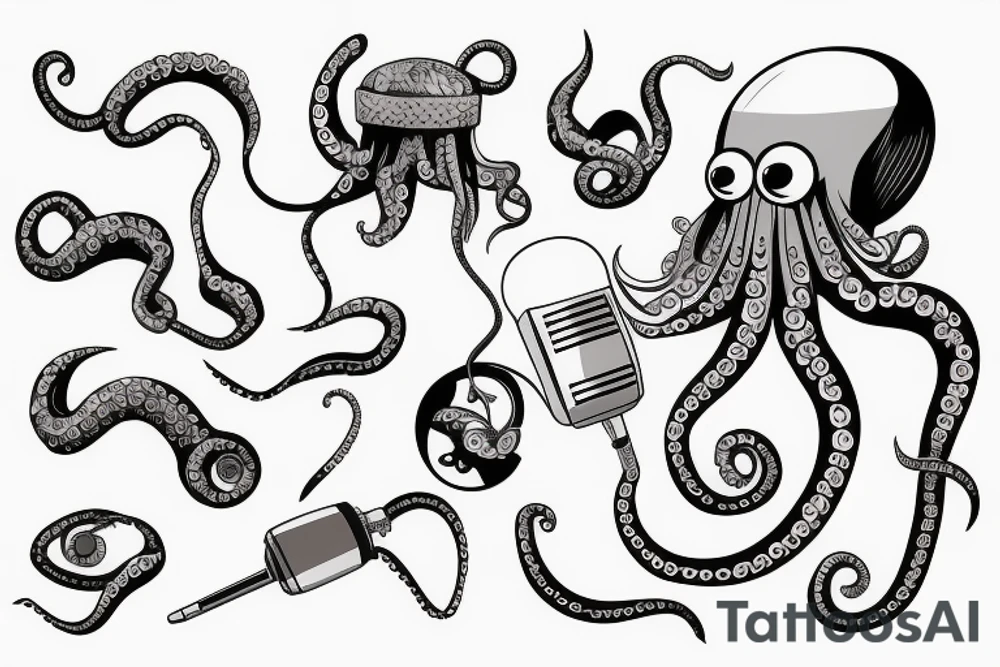 octopus with a microphone tattoo idea